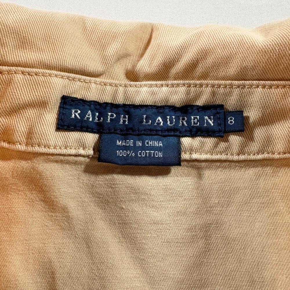 Ralph Lauren Tunic Dress Womens 8 Tan Cotton Twill Long Sleeve Utility Safari - Picture 3 of 7
